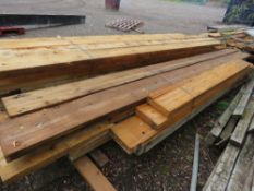 PACK OF 12"X 3" PRE USED DENAILED TIMBERS 11-18FT LENGTH APPROX. 15NO PIECES APPROX.