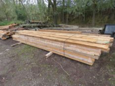 PACK OF 9"X 3" PRE USED DENAILED TIMBERS 13-17FT LENGTH APPROX. 28NO PIECES APPROX.