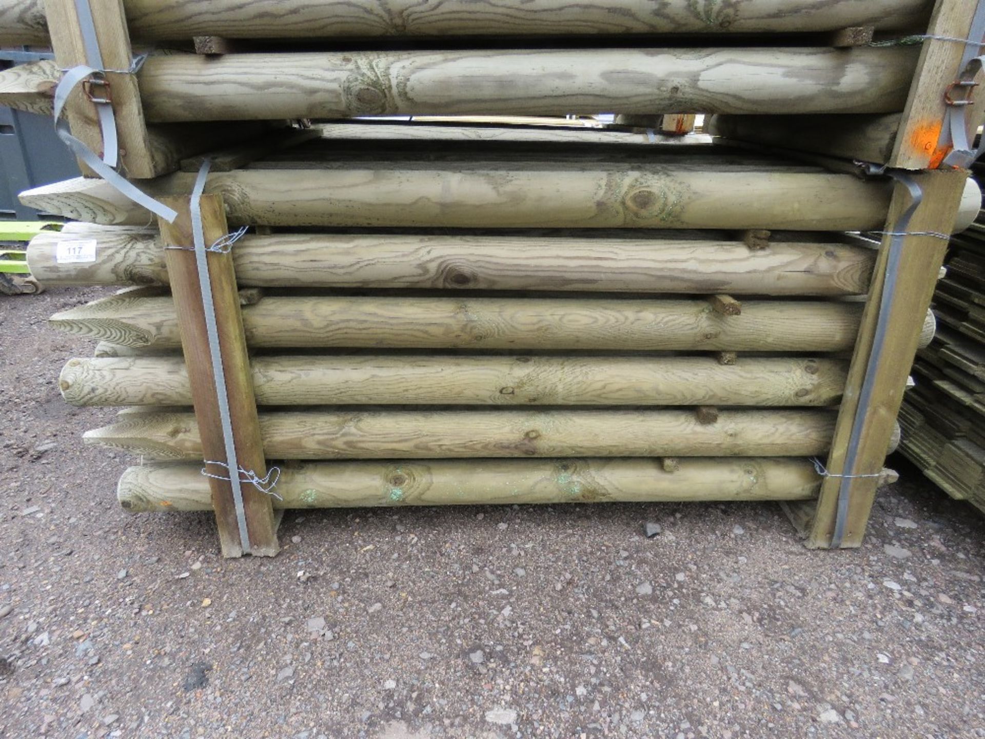 48 X TREATED TIMBER FENCING STAKES 5FT LENGTH APPROX X 9CM DIAMETER. - Image 2 of 3