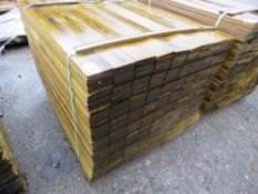 LARGE BUNDLE OF PROFILED TIMBER FENCE CLADDING, 10CM WIDE X 1.14M LENGTH APPROX.