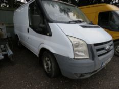 FORD TRANSIT SWB PANEL VAN REG:BF08 LJV. 239549 REC MILES. WHEN TESTED WAS SEEN TO DRIVE.