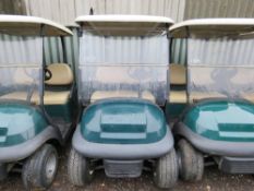 CLUBCAR PETROL ENGINED GOLF BUGGY. YEAR 2005 BUILD APPROX. WHEN TESTED WAS SEEN TO START, DRIVE, STE