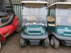 CLUBCAR PETROL ENGINED GOLF BUGGY. YEAR 2013 BUILD APPROX. WHEN TESTED WAS SEEN TO START, DRIVE, STE