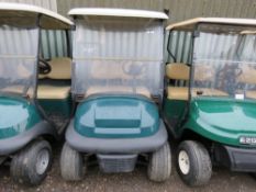 CLUBCAR PETROL ENGINED GOLF BUGGY. YEAR 2008 BUILD APPROX. WHEN TESTED WAS SEEN TO START, DRIVE, STE