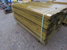 LARGE BUNDLE OF PROFILED TIMBER FENCE CLADDING, 10CM WIDE X 1.14M LENGTH APPROX.