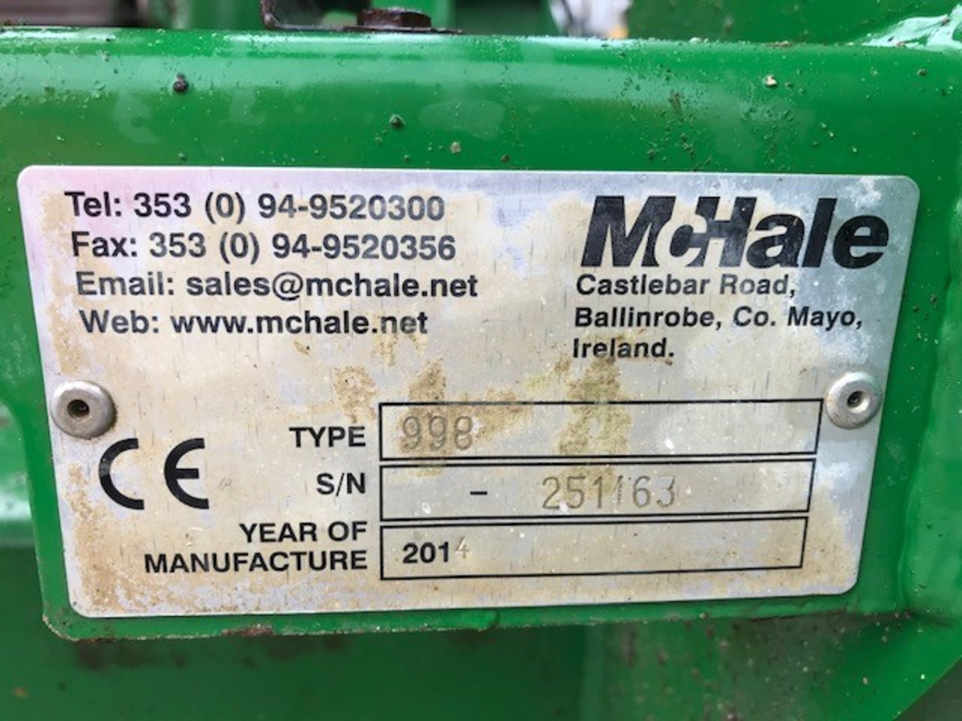 McHALE 998 TOWED SILAGE BALE WRAPPER UNIT, YEAR 2014. - Image 10 of 13