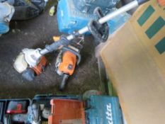 STIHL LONG REACH HEDGE TRIMMER PLUS A CHAINSAW POWER UNIT. CONDITION UNKNOWN.