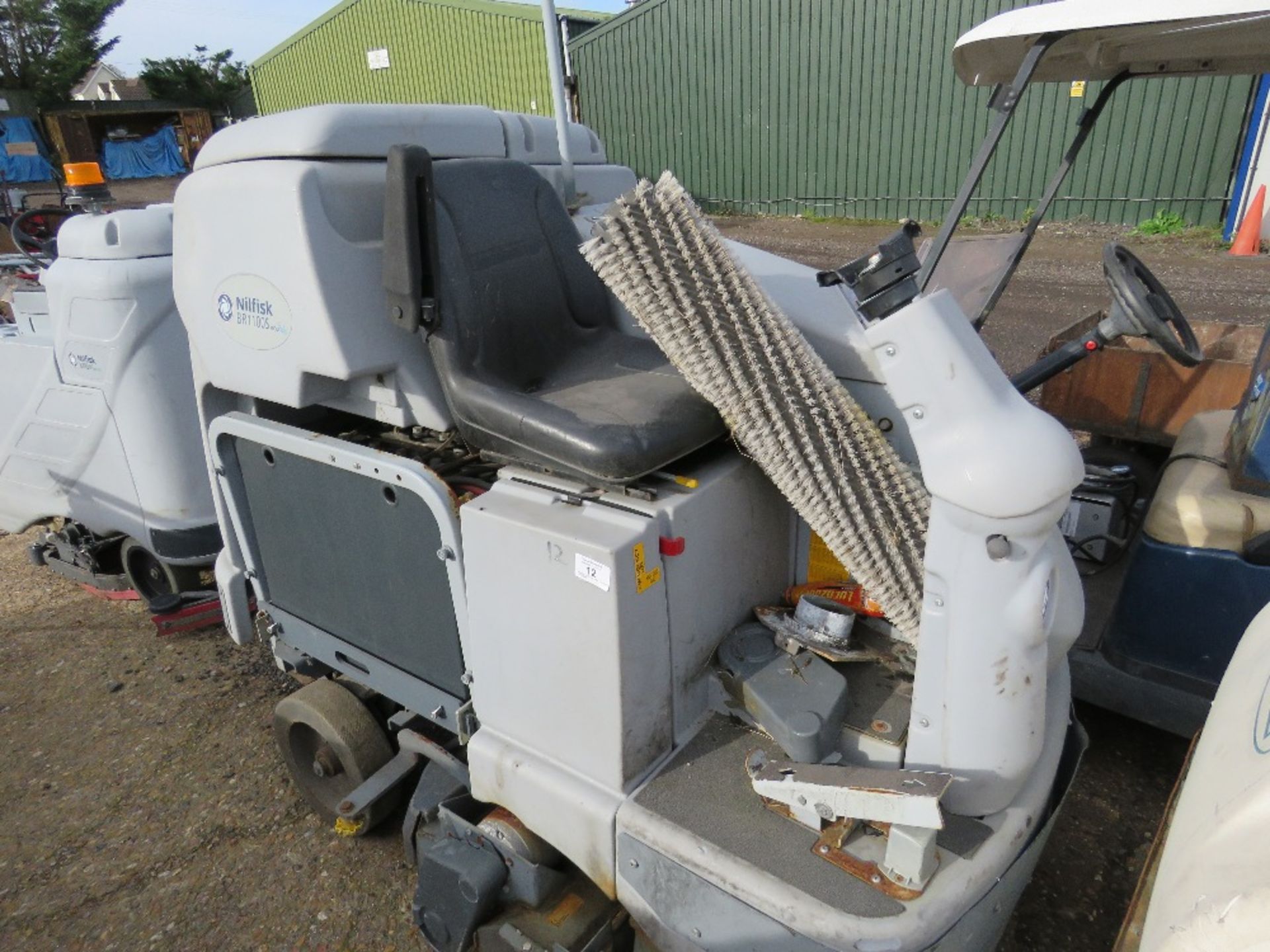 NILFISK BR1100S RIDE ON SWEEPER WITH BATTERIES. SOURCED FROM SITE CLEARANCE CONDITION UNKNOWN.