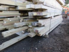 LARGE PACK OF 4" X 2" TIMBER, 8FT - 11FT LENGTHS APPROX. 49 PIECES APPROX IN THE BUNDLE. PRE USED/DE