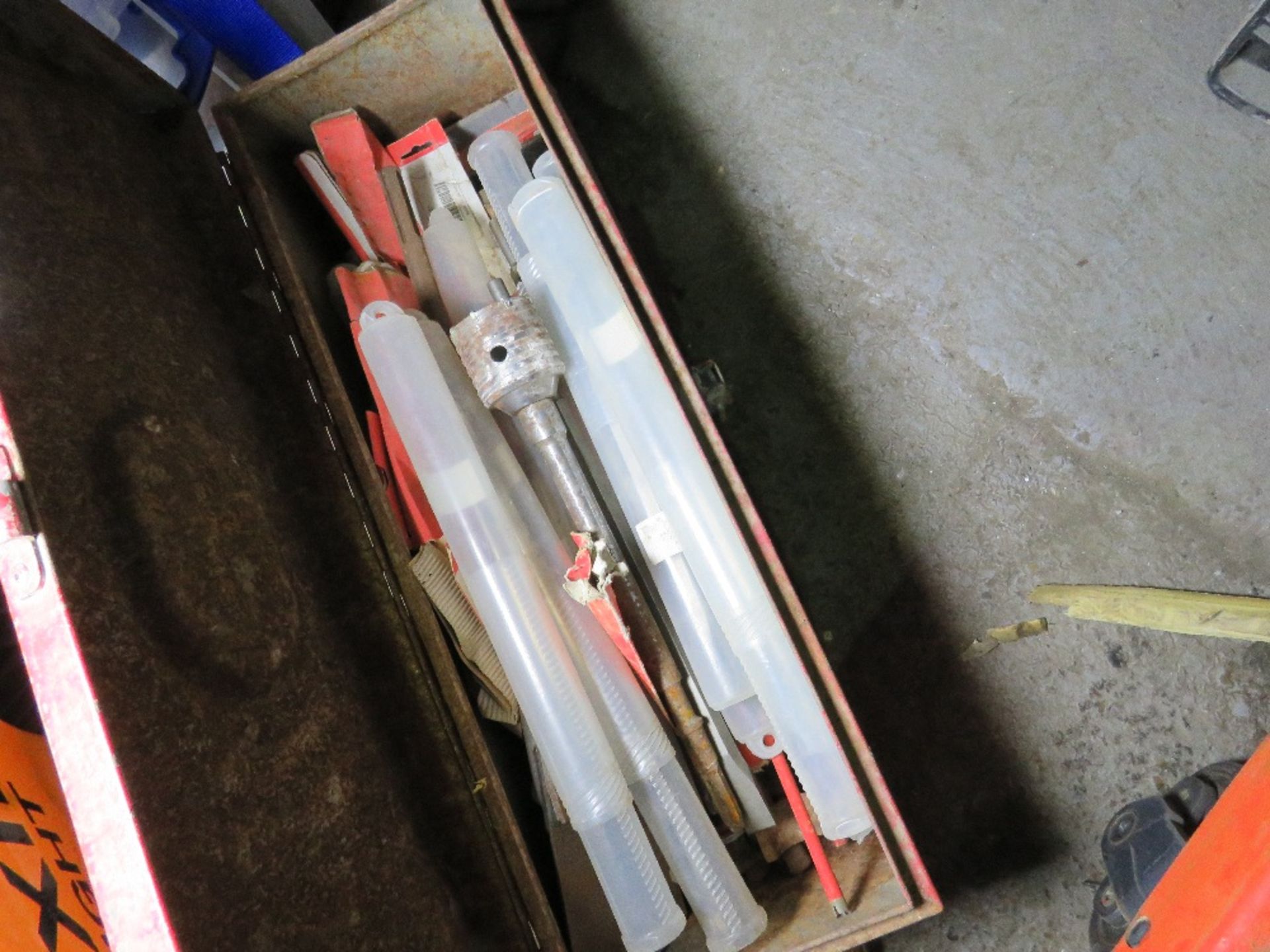 BOX OF LARGE DRILL BITS. SOURCED FROM DEPOT CLEARANCE DUE TO A CHANGE IN COMPANY POLICY.