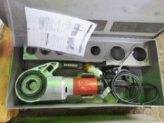 RIDGID 690 HAND HELD 110VOLT PIPE THREADER, NO HEADS. IN BOX. UNTESTED CONDITION UNKNOWN.