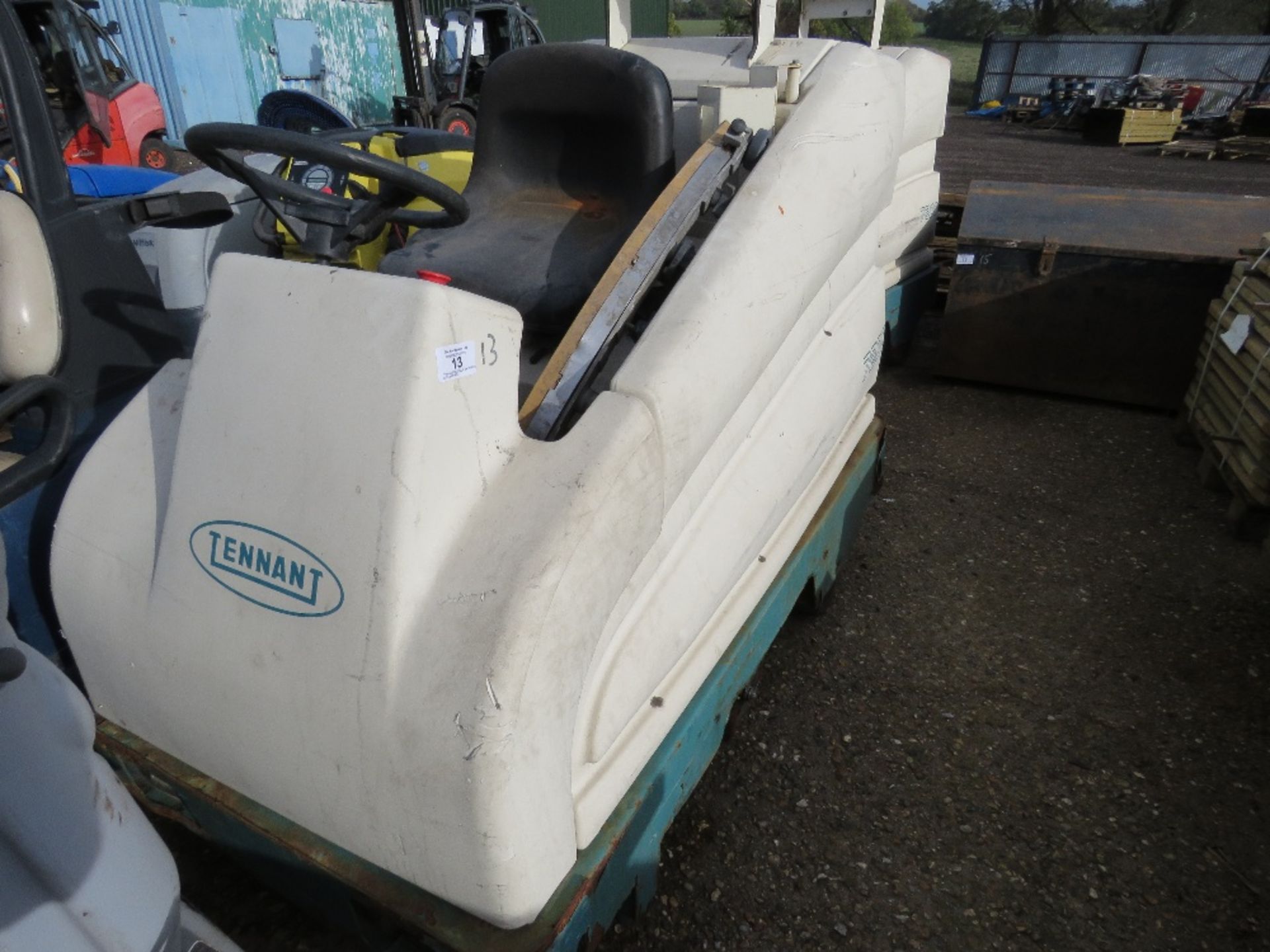 TENNANT 7200 RIDE ON SWEEPER WITH BATTERIES. SOURCED FROM SITE CLEARANCE CONDITION UNKNOWN.