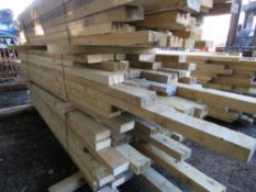 LARGE PACK OF 4" X 2" TIMBER, 8FT - 11FT LENGTHS APPROX. 49 PIECES APPROX IN THE BUNDLE. PRE USED/DE