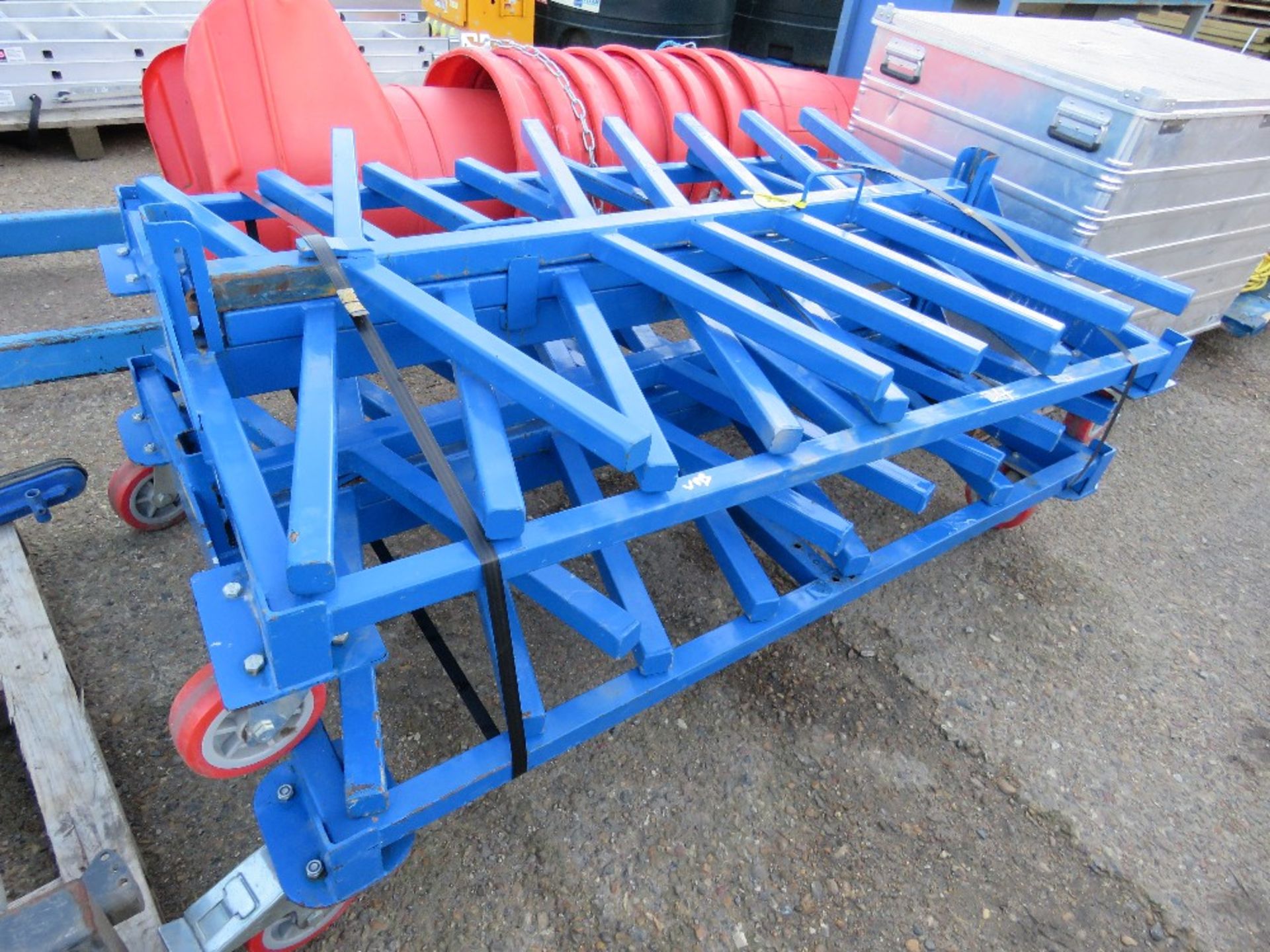 2 X WHEELED PIPE STAND TROLLEYS. SOURCED FROM LOCAL DEPOT CLEARANCE DUE TO A CHANGE IN POLICY.