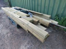 USEFUL TIMBER PLUS ROLL OF GREEN CHAINLINK FENCING.