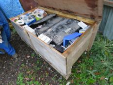 LARGE WOODEN STILLAGE BOX CONTAINING ELECTRICAL SWITCHGEAR ETC.