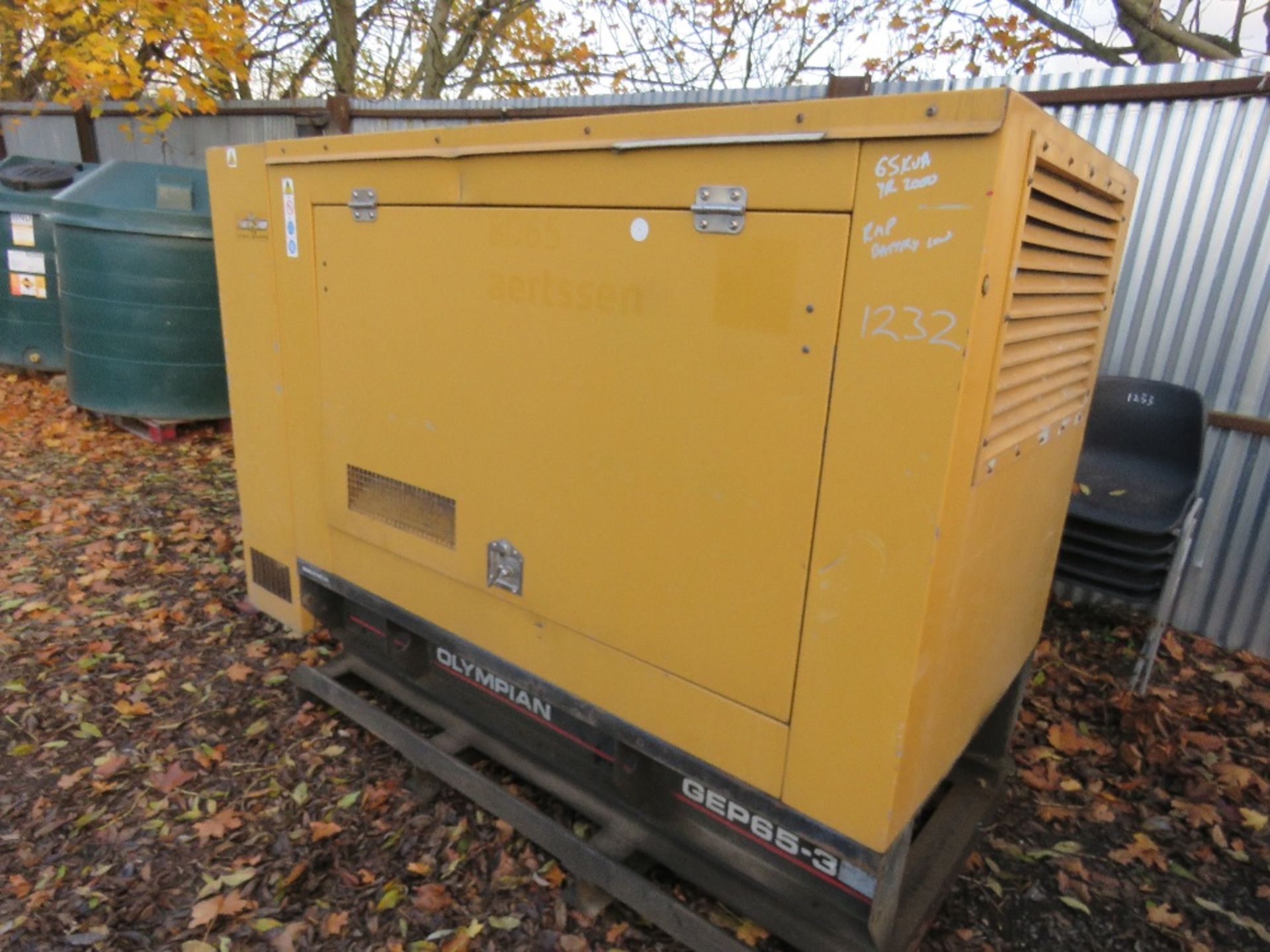 OLYMPIAN 65KVA SILENCED GENERATOR. MODEL GEP65-3, YEAR 2000. PERKINS ENGINE (BELIEVED TO HAVE BEEN R