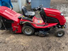 COUNTAX C50 RIDE ON MOWER WITH SWEEPER COLLECTOR, YEAR 2015. LOW HOURS. WHEN TESTED WAS SEEN TO RUN,