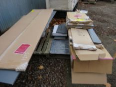 2 X PALLETS CONTAINING BATH, TOILET, STAINLESS SINK AND VARIOUS GREY DOOR FRONTS ETC.