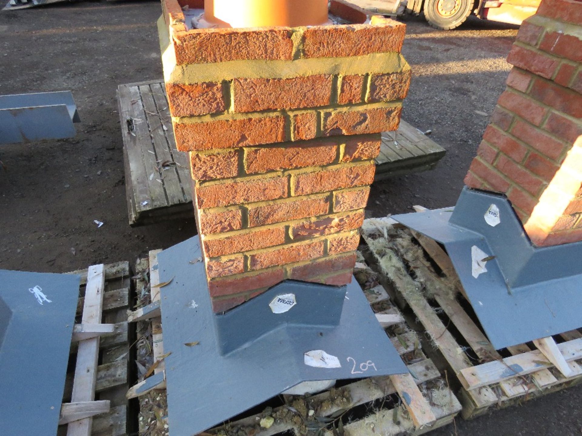 CGFMA FIBRE GLASS CHIMNEY STACK. GRP CENTRE AND BASE WITH REAL BRICK FACING. BELIEVED TO BE 25 DEGRE