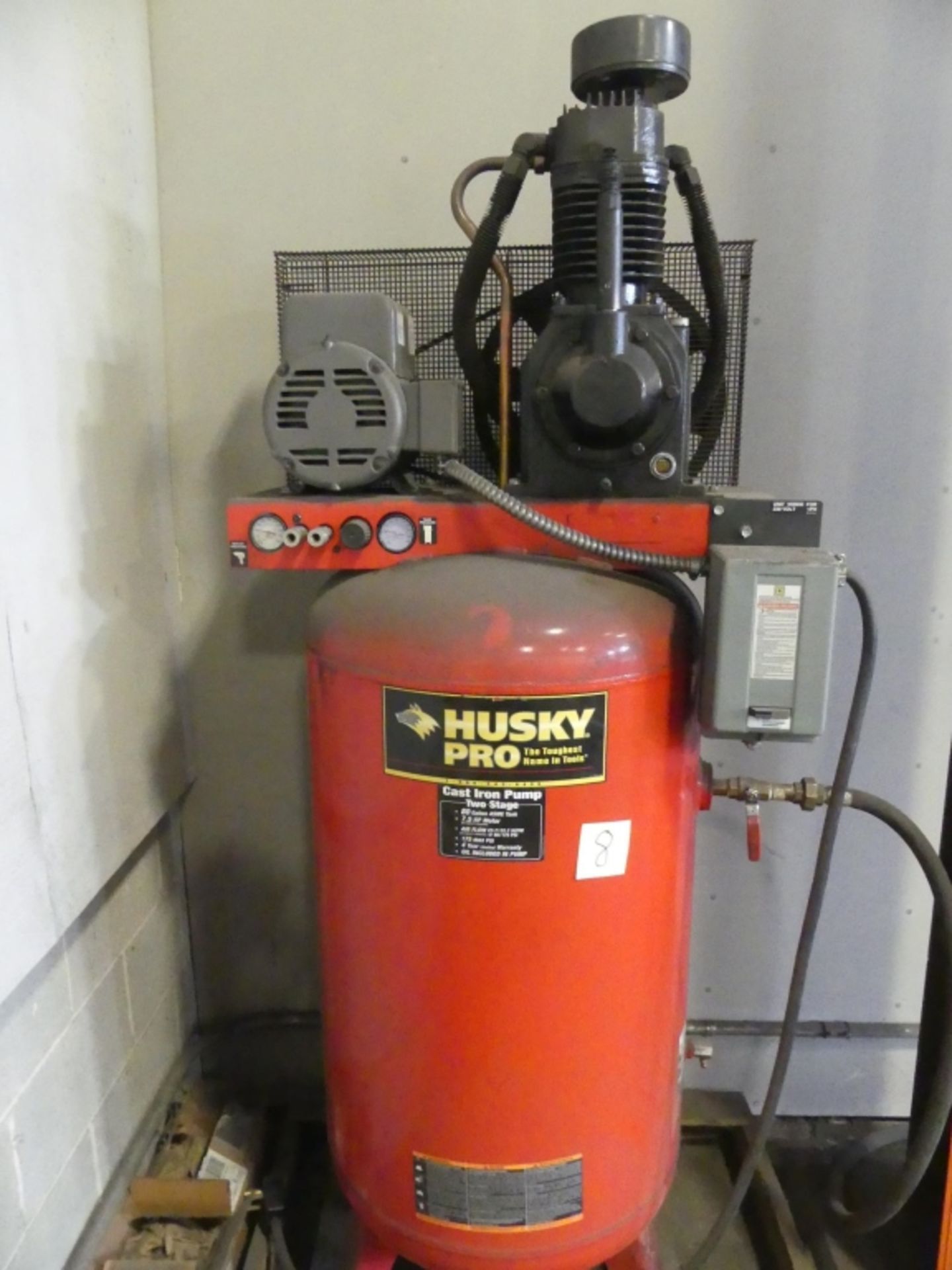 Husky - Air compressor - 80 gallon vert. tank - Image 2 of 5