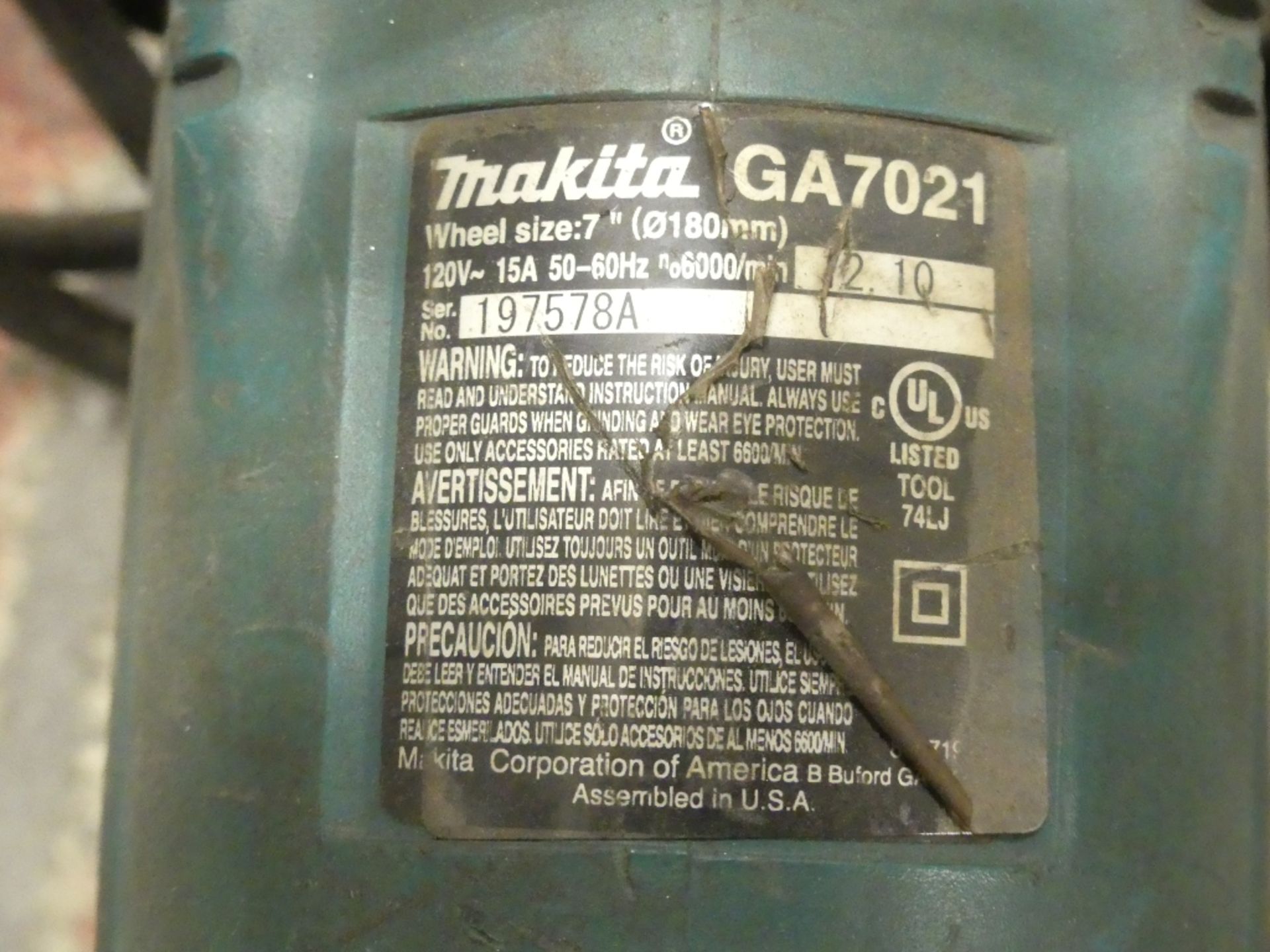 Makita grinder - 7 angle, 15 amp, model GA7021" - Image 3 of 3