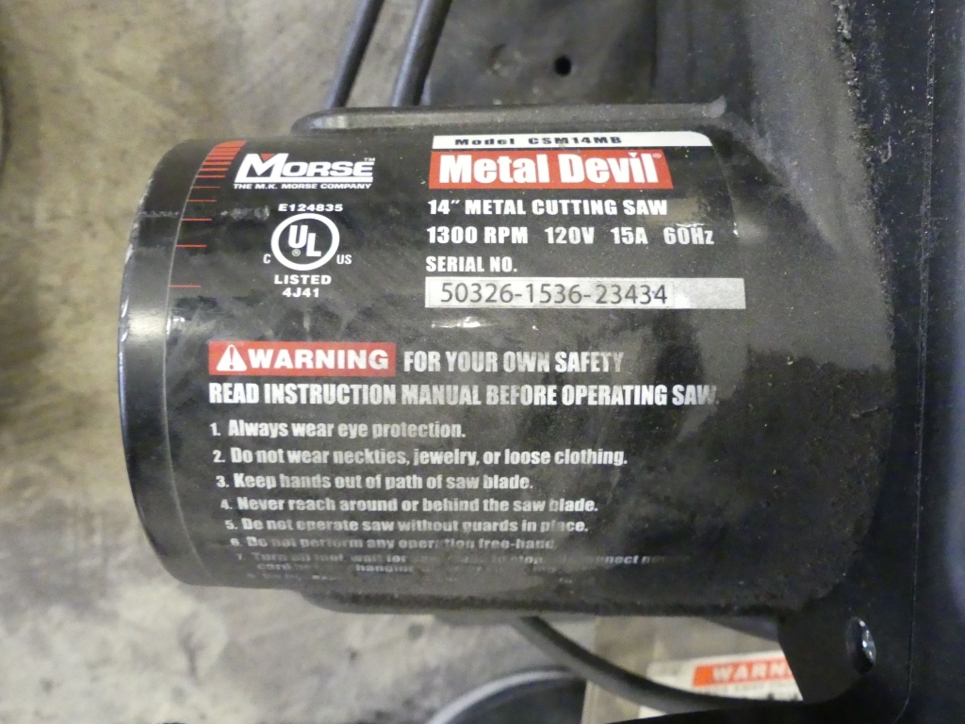 Morse - metal cutting saw - Metal Devil 14" - Image 4 of 4