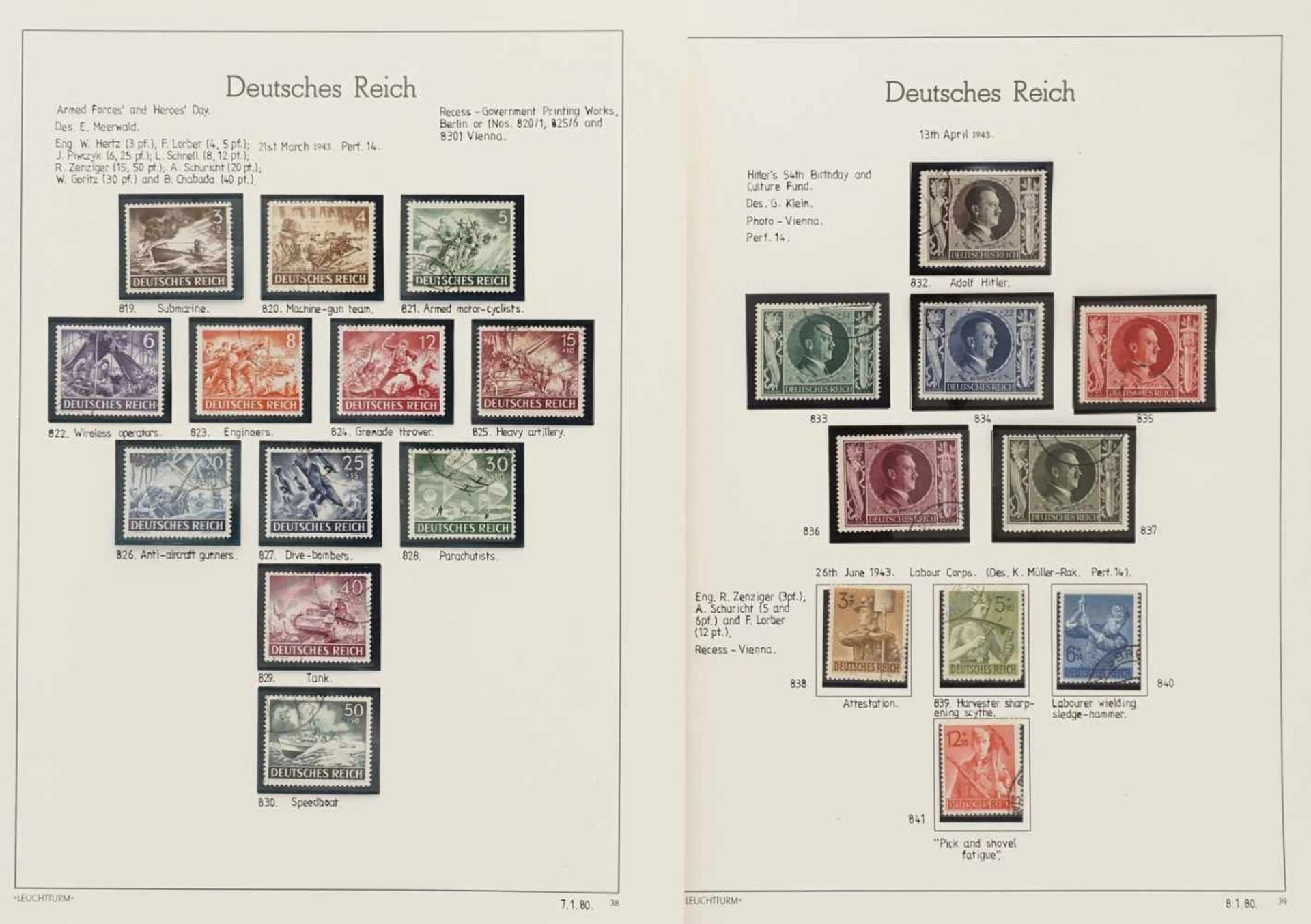 Leuchtturm Briefmarkenalbum Deutsches Reich 1933-1945 - Bild 33 aus 38