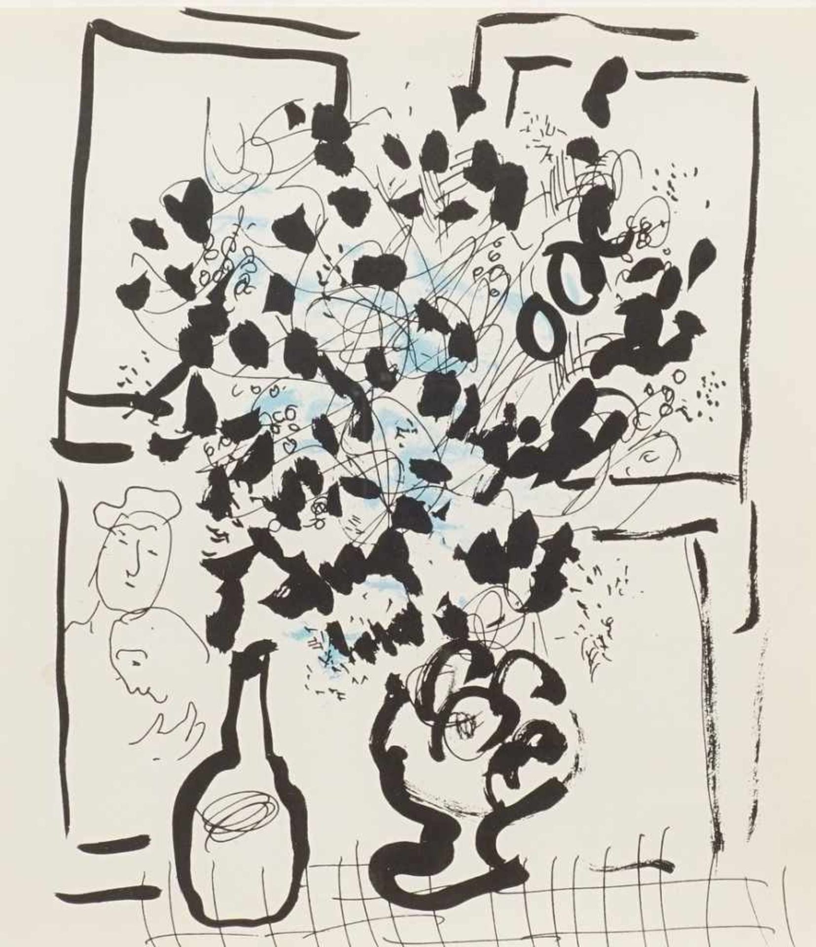 Marc Chagall, "Le Bouquet noir et bleu (Blumenstrauß in Schwarz und Blau)"