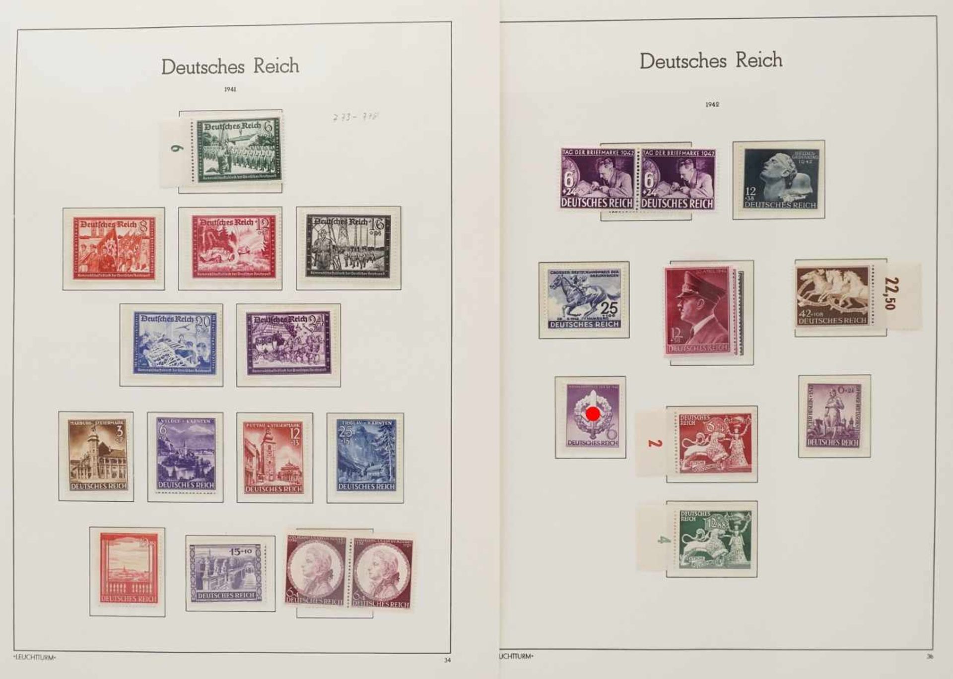 Leuchtturm Briefmarkenalbum Deutsches Reich 1933-1945 - Bild 29 aus 35