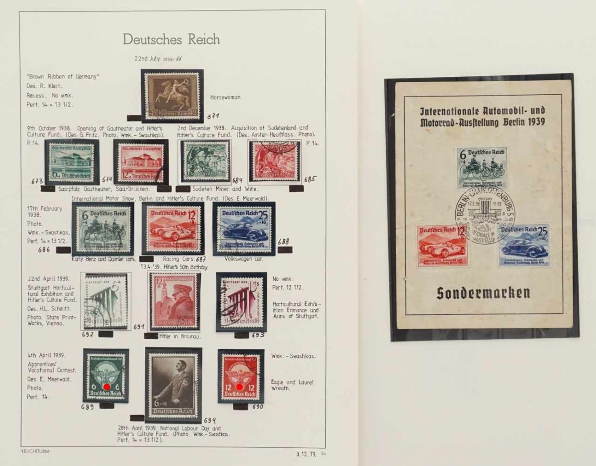 Leuchtturm Briefmarkenalbum Deutsches Reich 1933-1945 - Bild 28 aus 38
