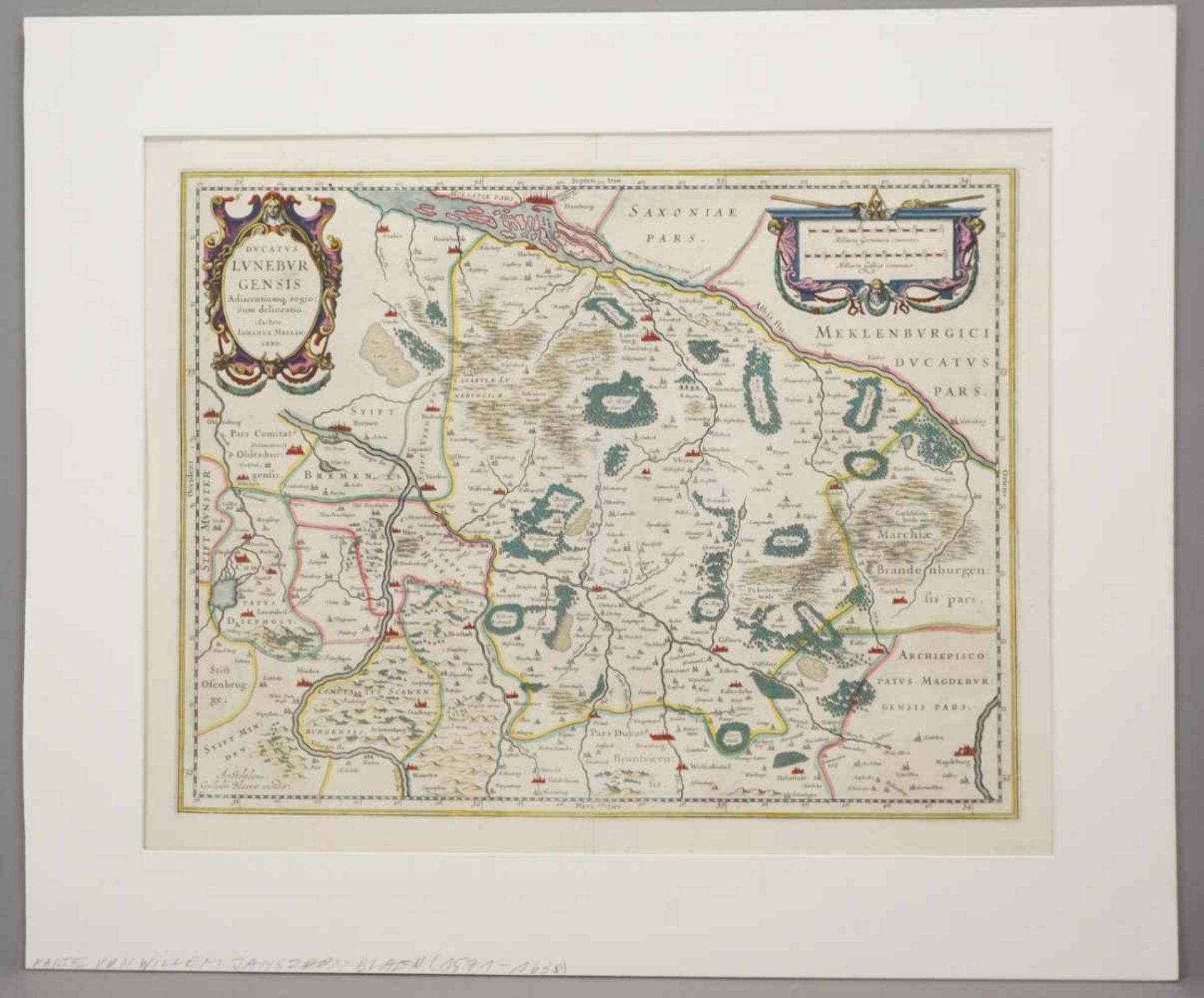 Johannes Mellinger, Landkarte "Ducatus Luneburgensis Adiacentiumq. regionum delineatio" (Herzogtum - Bild 2 aus 3