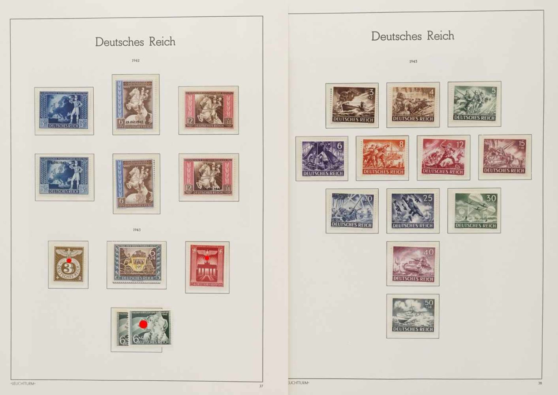 Leuchtturm Briefmarkenalbum Deutsches Reich 1933-1945 - Bild 31 aus 35