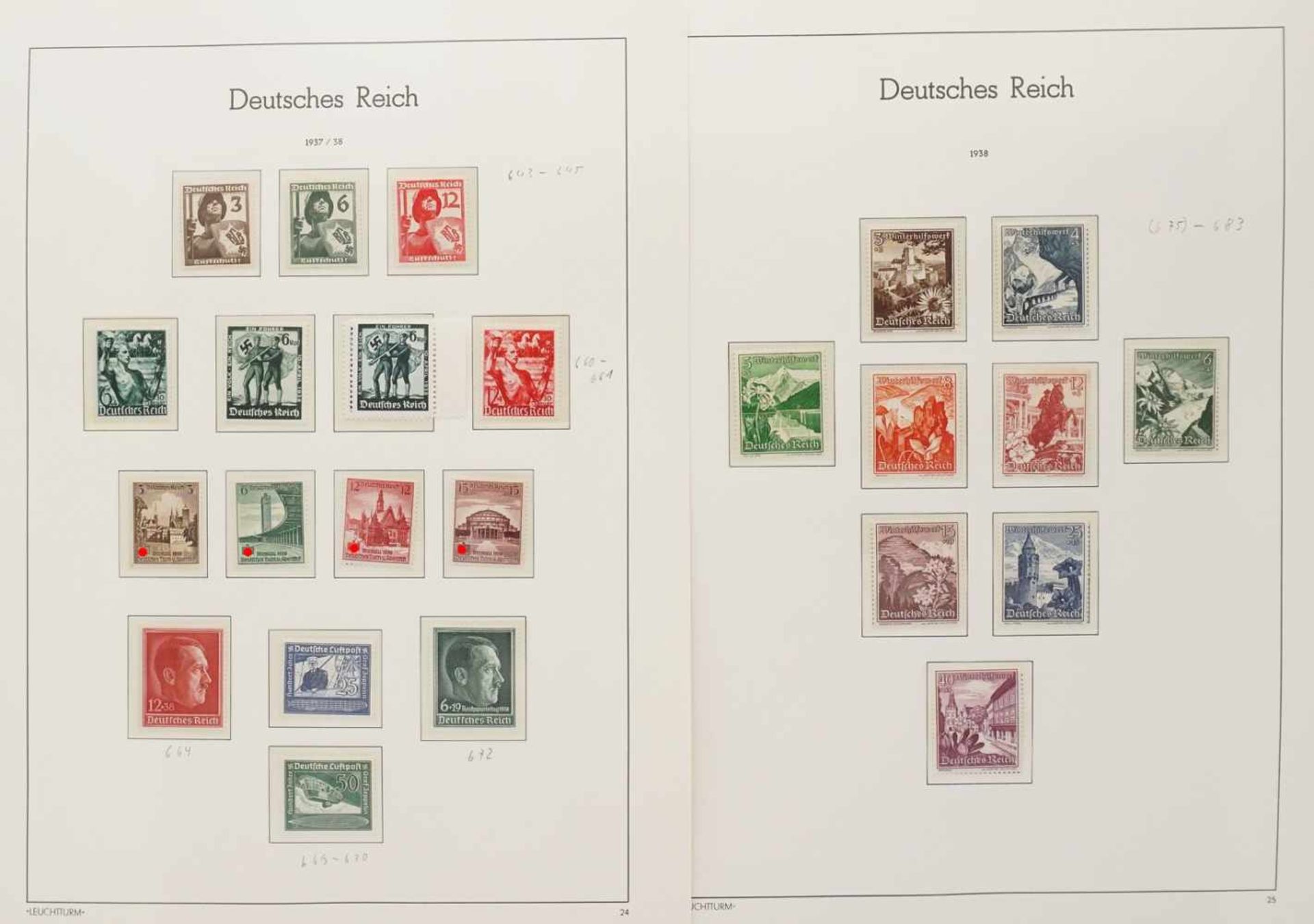 Leuchtturm Briefmarkenalbum Deutsches Reich 1933-1945 - Bild 22 aus 35