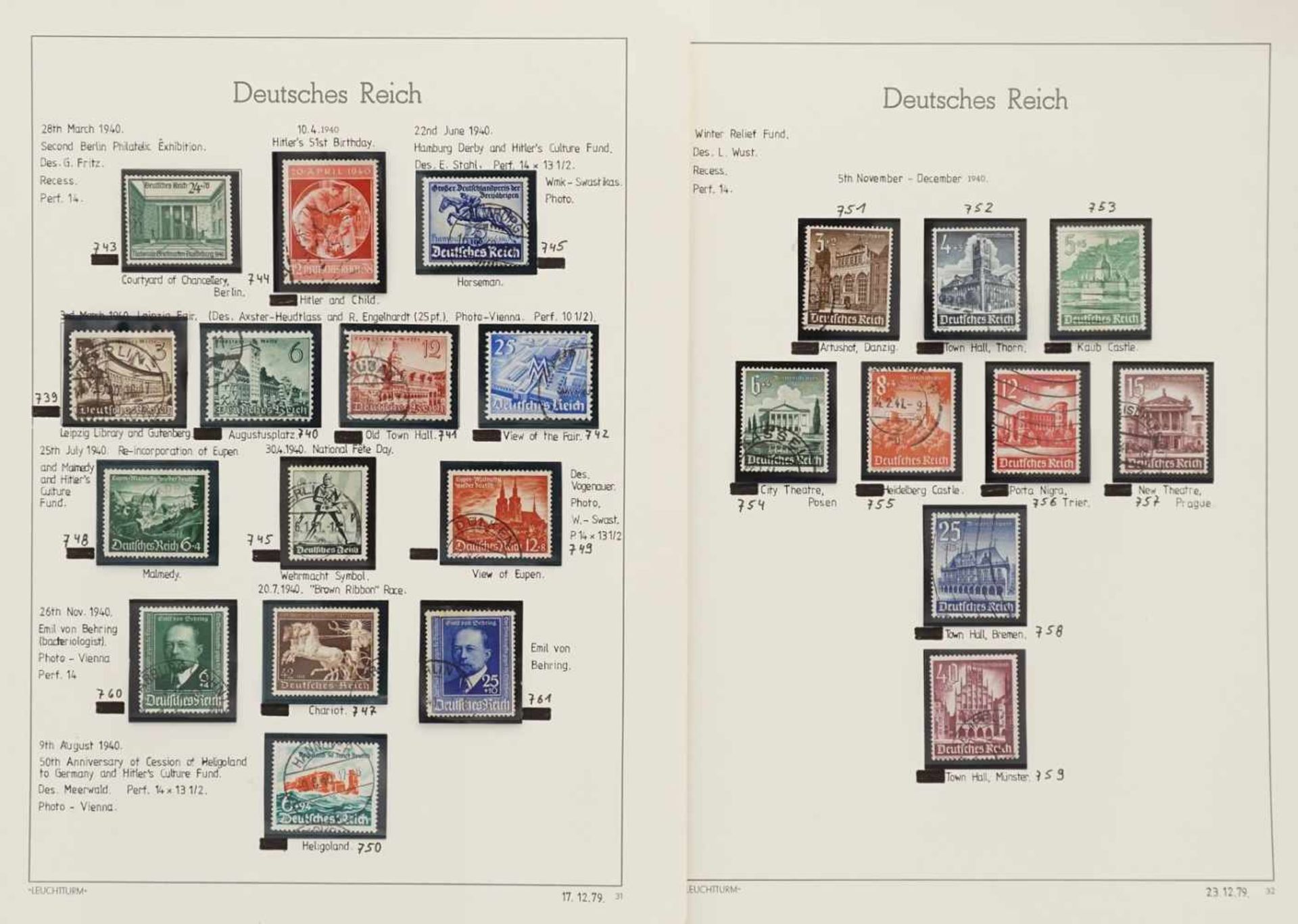 Leuchtturm Briefmarkenalbum Deutsches Reich 1933-1945 - Bild 30 aus 38