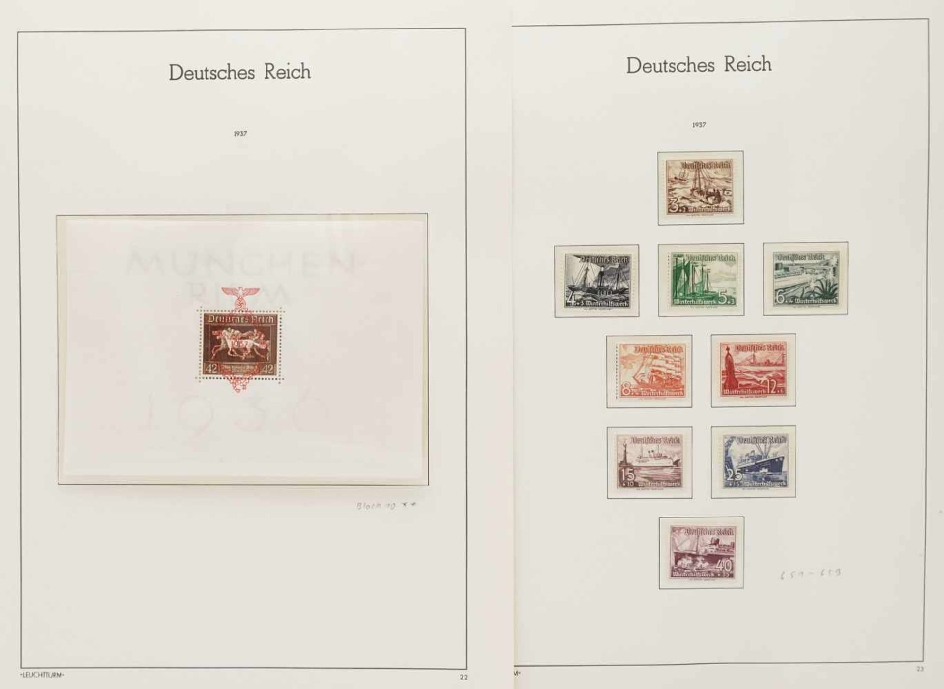 Leuchtturm Briefmarkenalbum Deutsches Reich 1933-1945 - Bild 21 aus 35