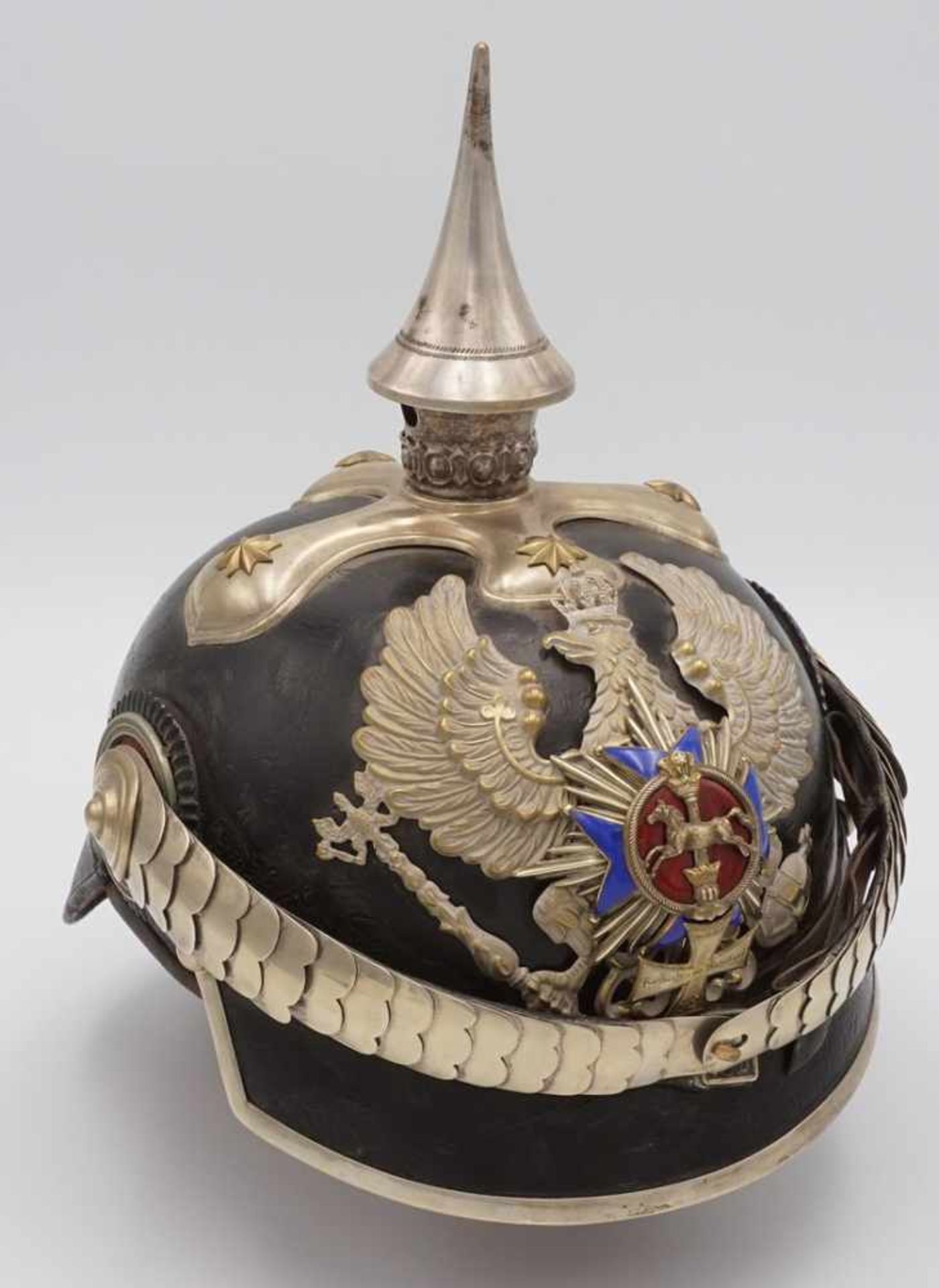 Seltene Offiziers-Pickelhaube Braunschweiger Infanterieregiment 92, um 1900Pickelhaube wohl für