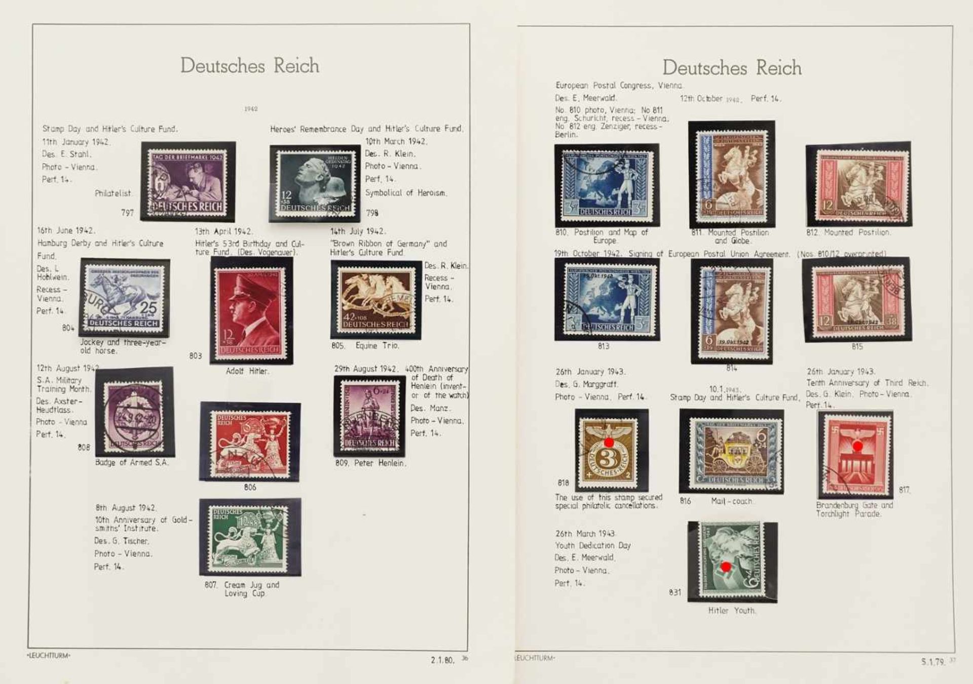 Leuchtturm Briefmarkenalbum Deutsches Reich 1933-1945 - Bild 34 aus 38