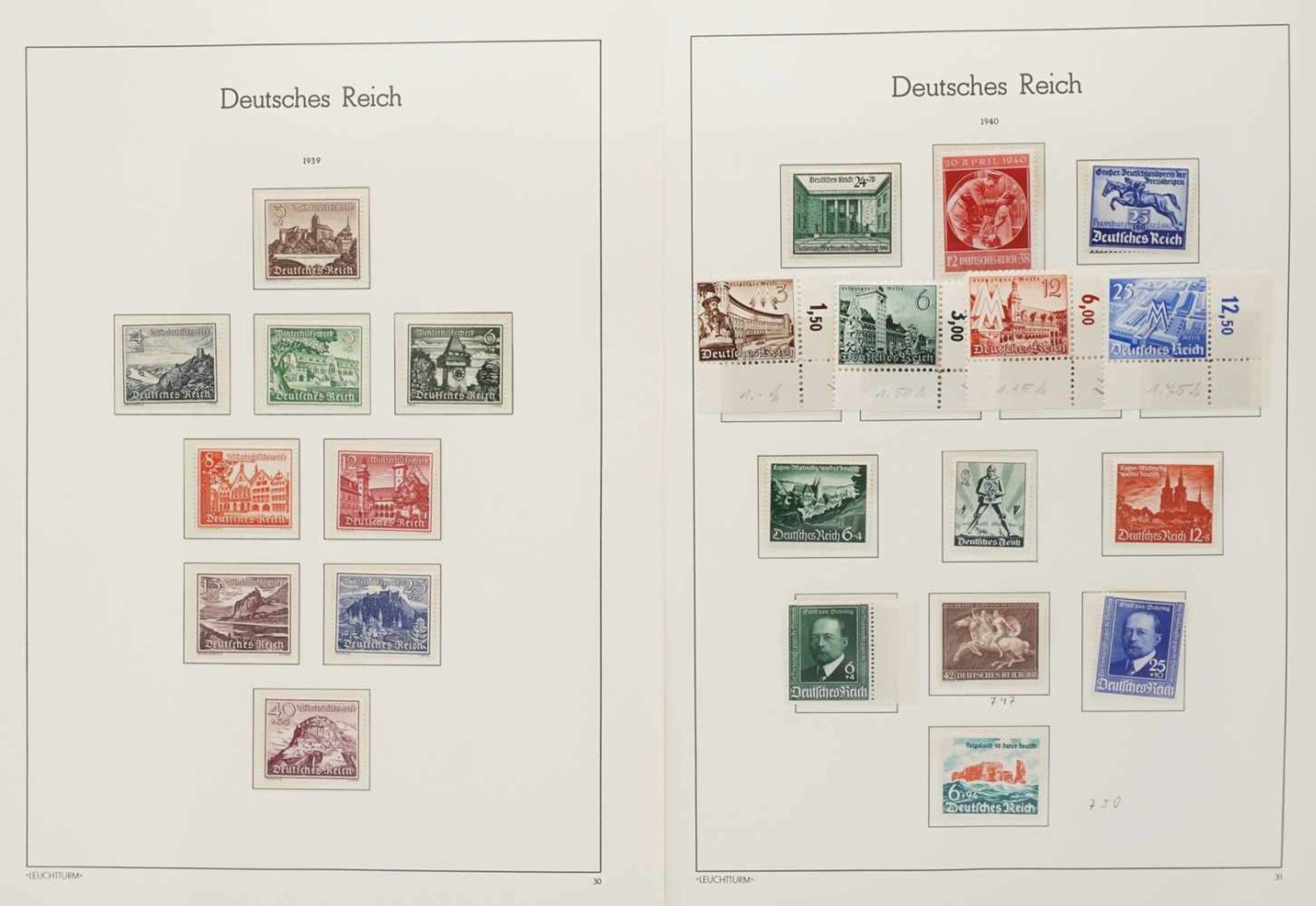 Leuchtturm Briefmarkenalbum Deutsches Reich 1933-1945 - Bild 24 aus 35