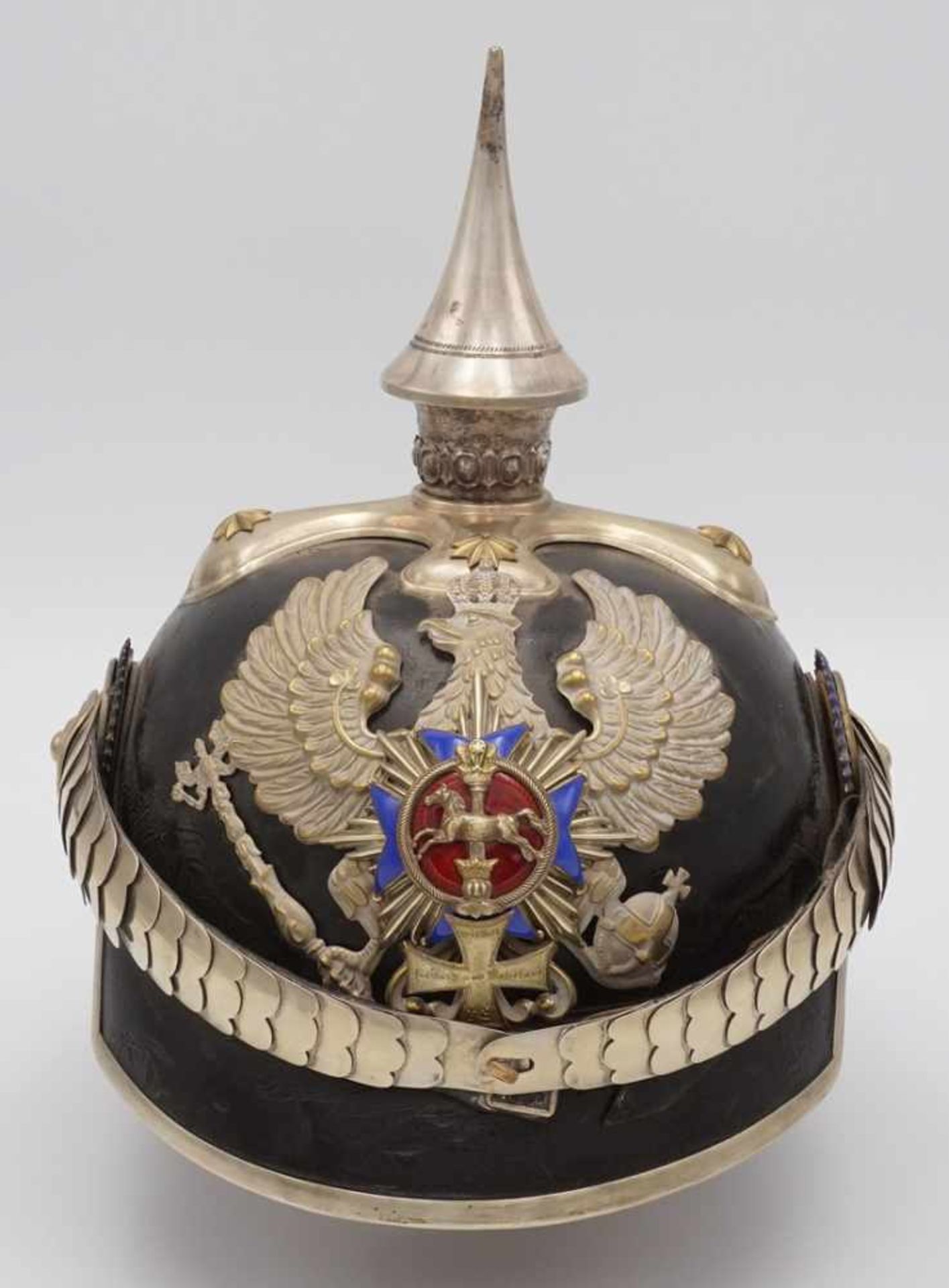 Seltene Offiziers-Pickelhaube Braunschweiger Infanterieregiment 92, um 1900Pickelhaube wohl für - Bild 3 aus 10