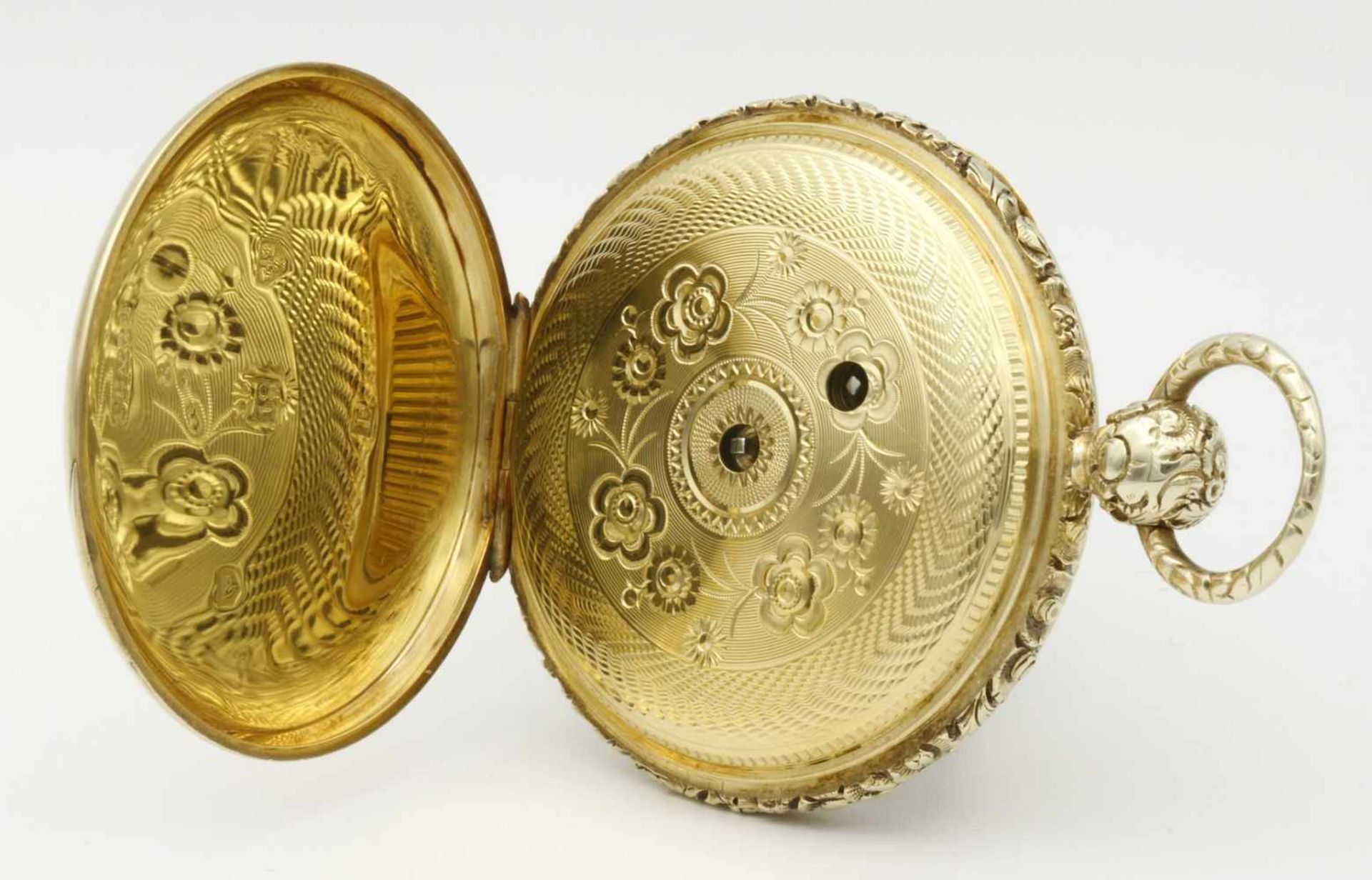 Detached Lever reich verziere goldene Herrentaschenuhr, um 1830 - Bild 4 aus 6