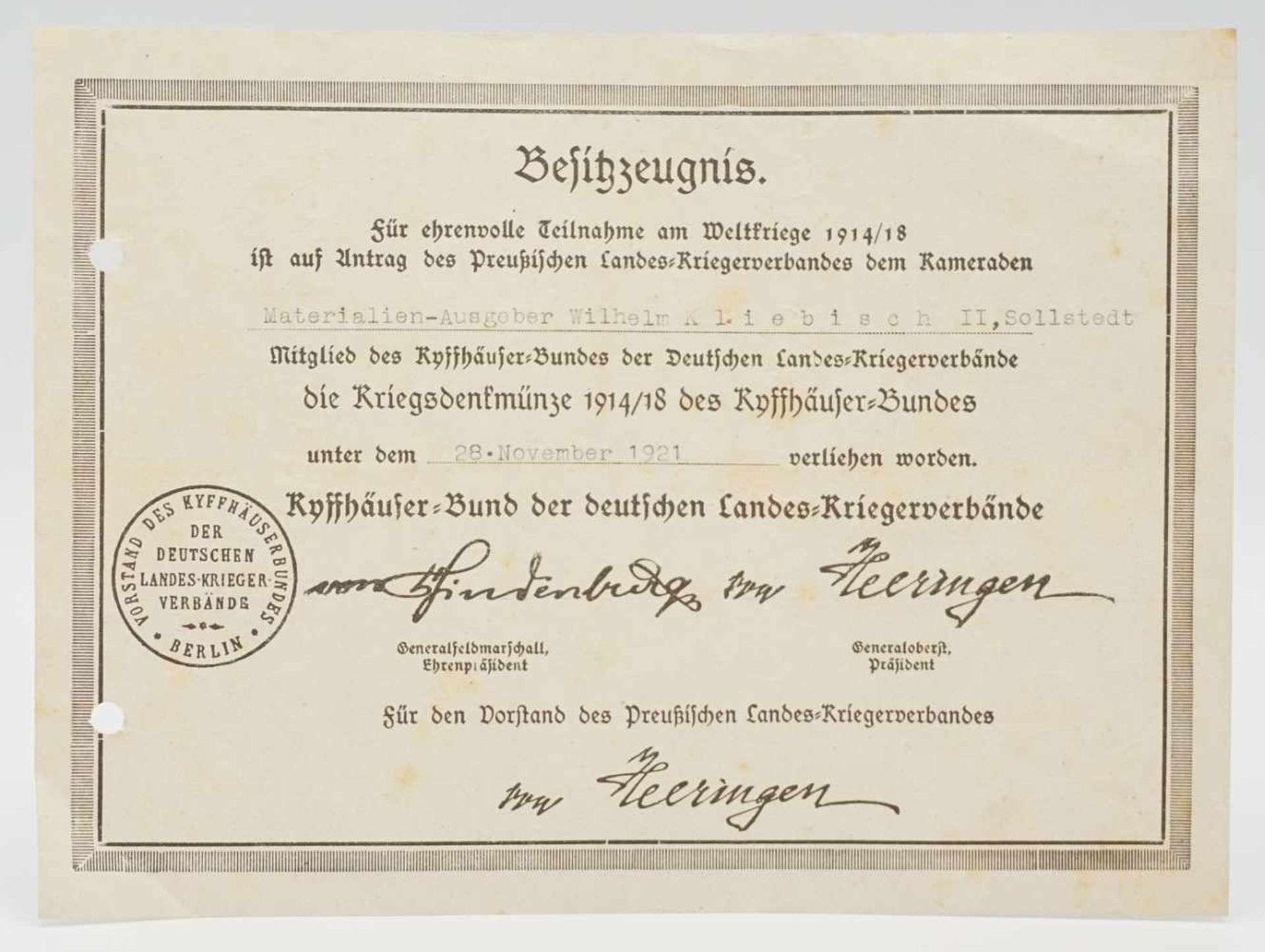 Ordensnachlass inkl. Papieren für Pionier Kliebisch, 1911 bis 1945 - Bild 6 aus 12