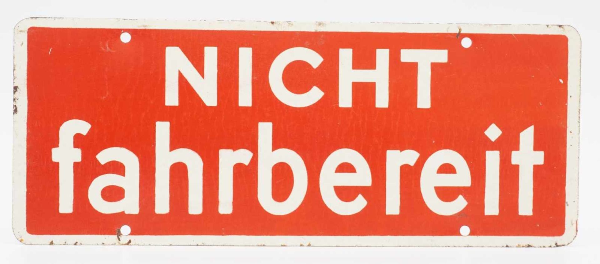 Wehrmacht Blechschild "Fahrbereit", um 1940 - Bild 2 aus 2