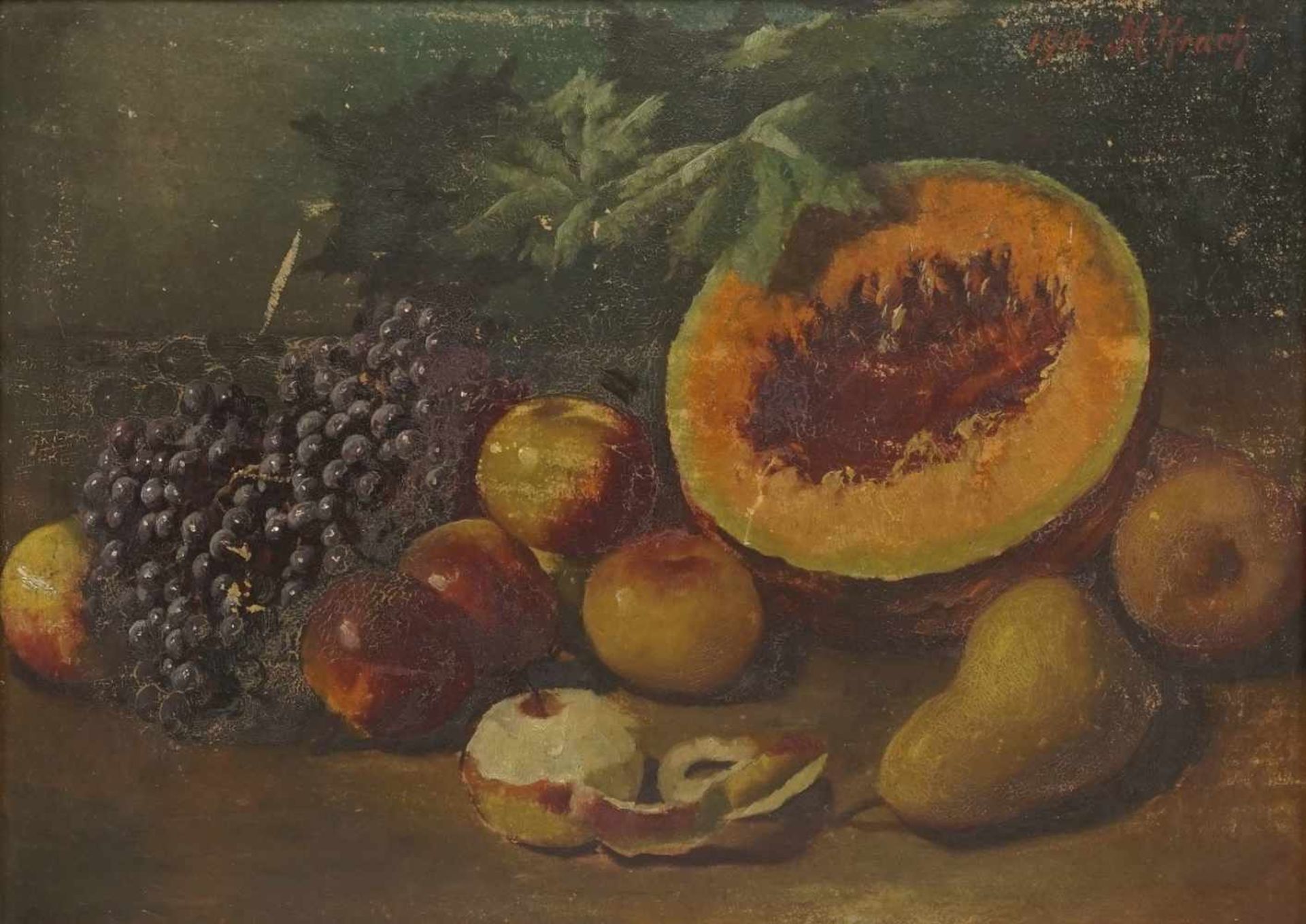 M. Krach, "Stillleben mit Melone, Trauben und Äpfeln" - Bild 2 aus 4