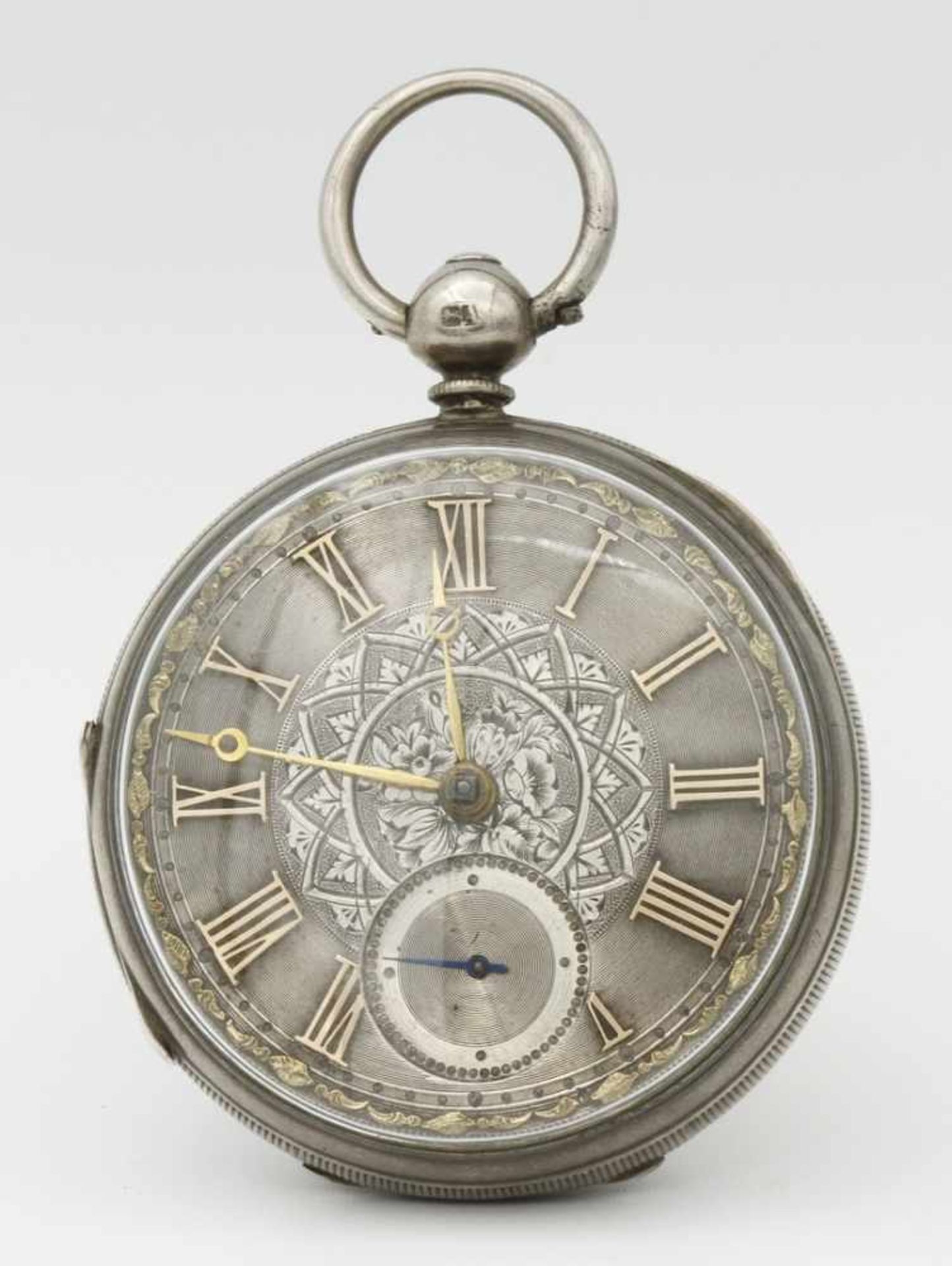 Aufwendig verzierte englische Silbertaschenuhr, um 1870 - Bild 2 aus 7