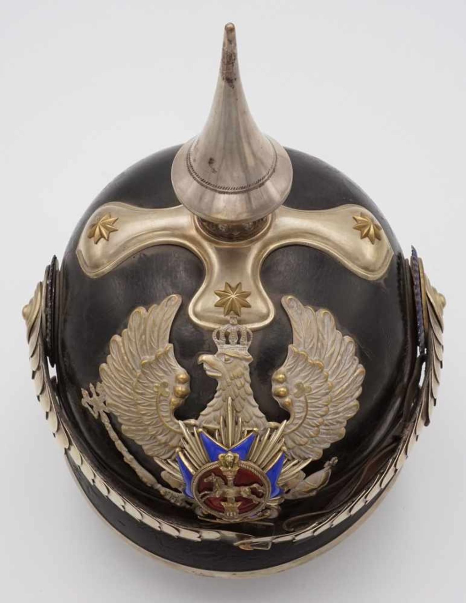 Seltene Offiziers-Pickelhaube Braunschweiger Infanterieregiment 92, um 1900Pickelhaube wohl für - Bild 5 aus 10