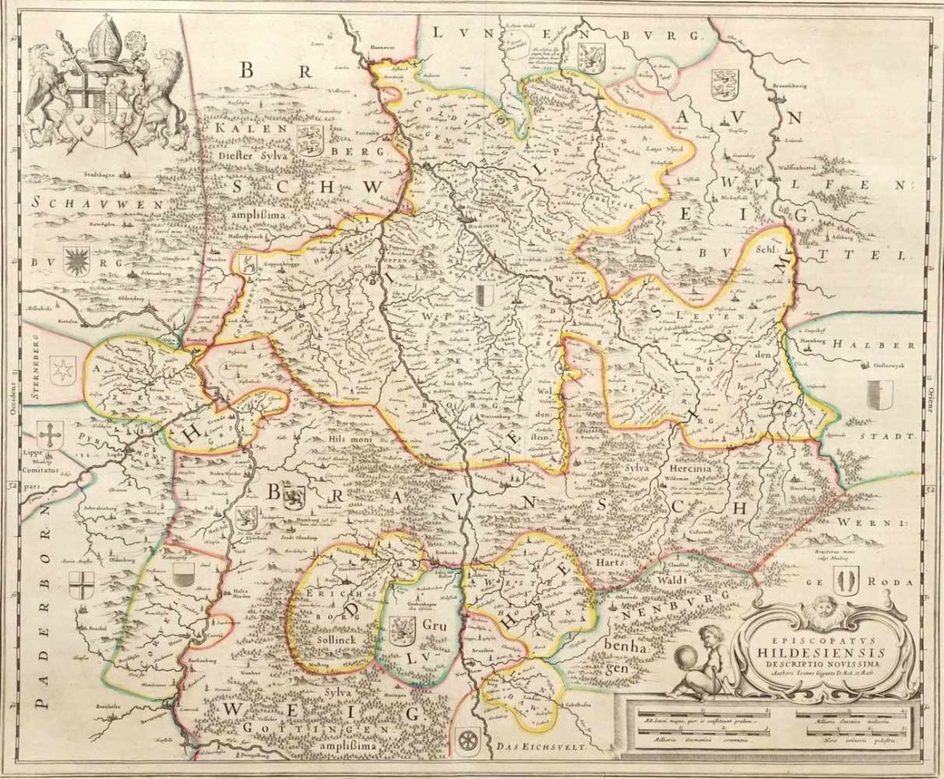 Johannes Gigas (eigentl. Riese), Landkarte "Episcopatus Hildesiensis descriptio novissima" (Bistum