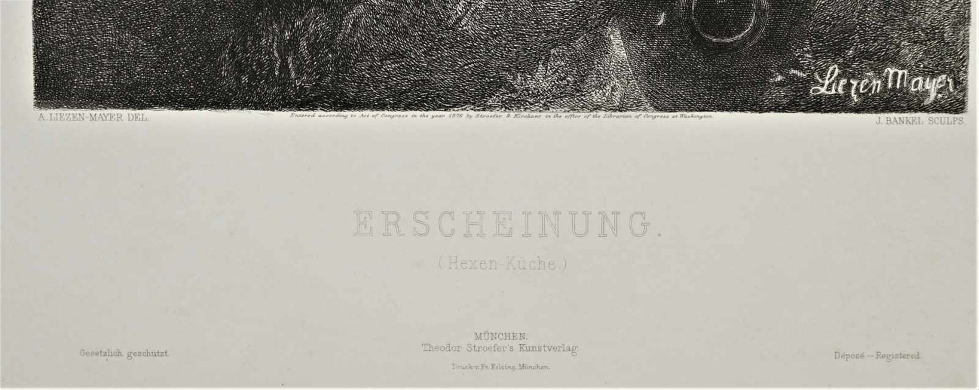 Alexander Liezen-Mayer, "Erscheinung. Hexenküche (Faust blickt in den Zauberspiegel)" - Image 4 of 4