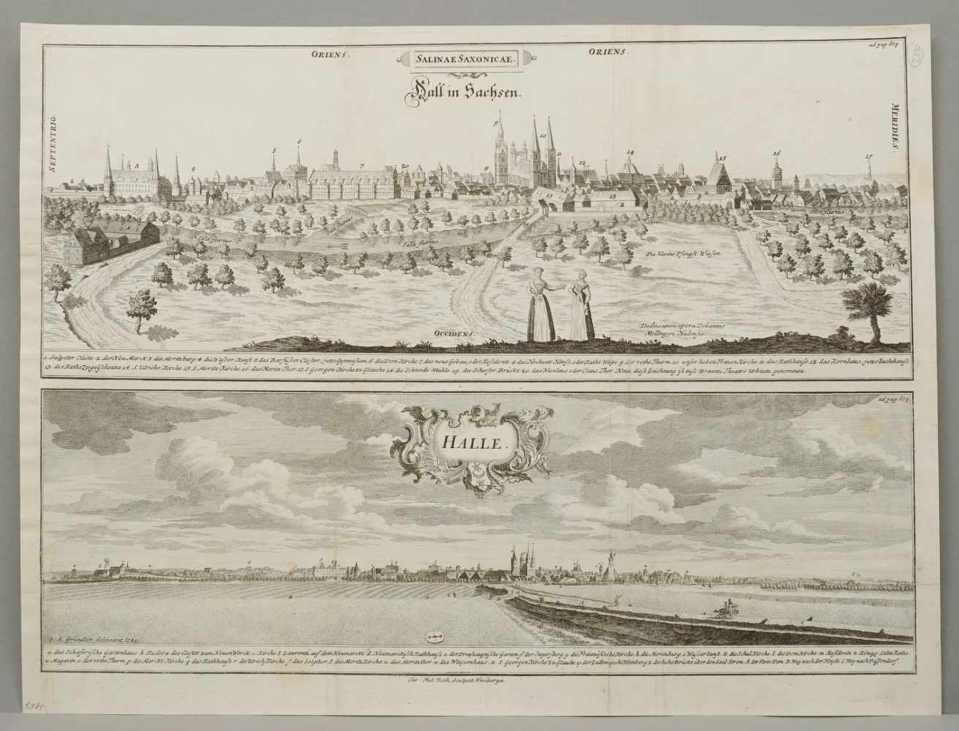 Christoph Melchior Roth, Salina Saxonicae - Hall in Sachsen - Halle (Doppelansicht von Halle)(1720 - - Image 2 of 3