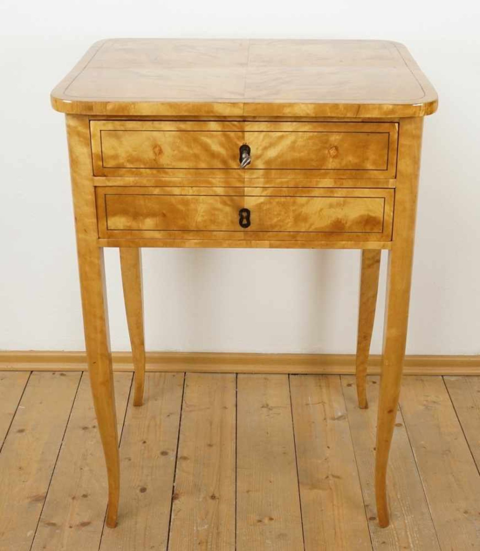 Biedermeier Nähtisch, Birke furniert - Bild 3 aus 6